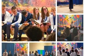 kolaż zdjęć z uroczystego zakończenia roku szkolnego