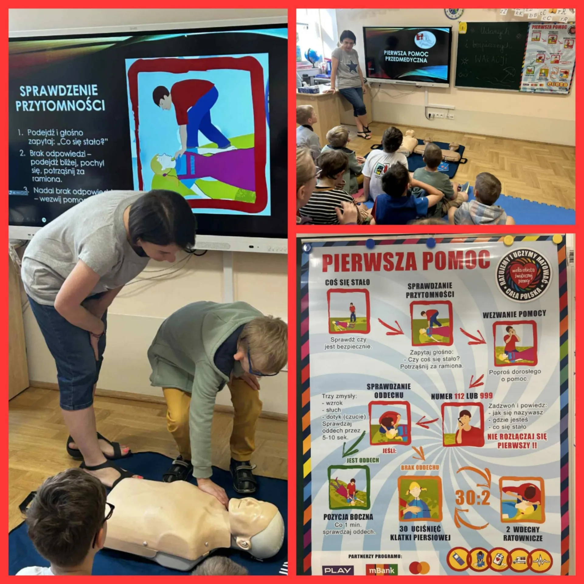 Uczniowie uczący się udzielania pierwszej pomocy