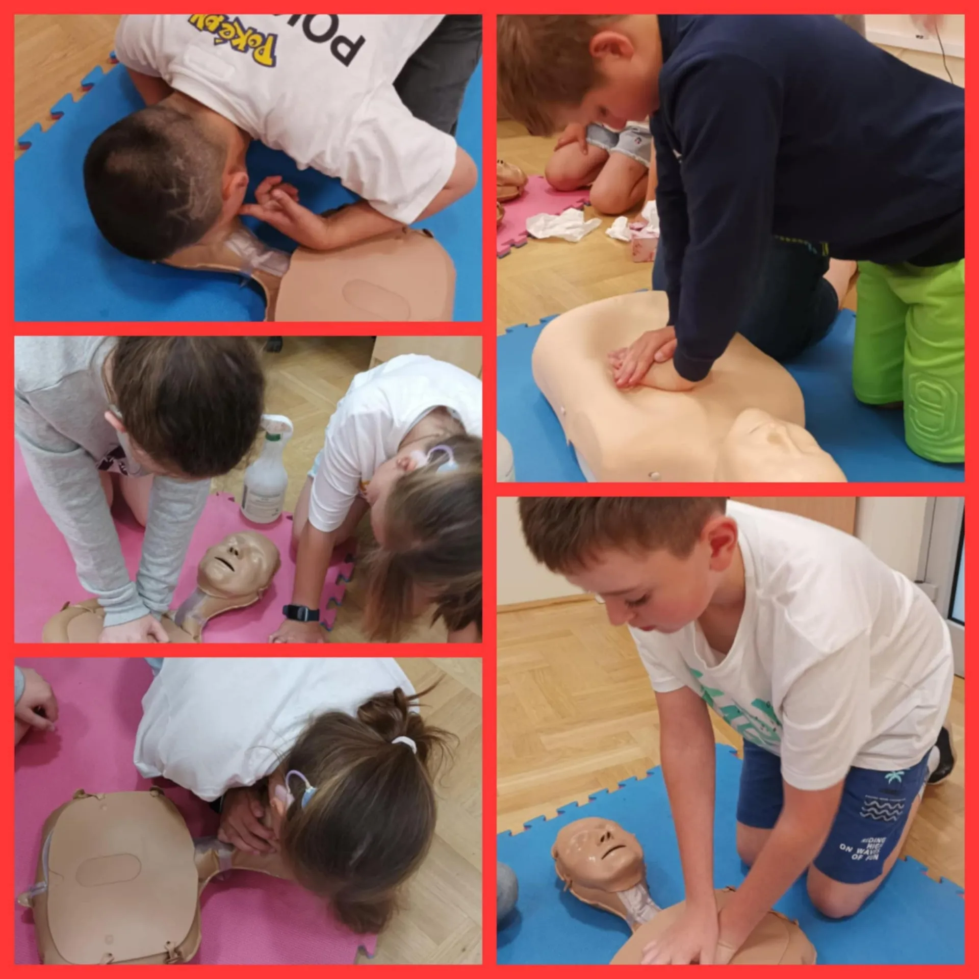 Uczniowie uczący się udzielania pierwszej pomocy