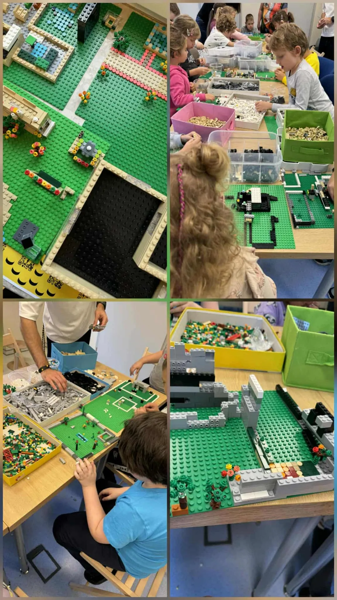 Przedszkolaki budujące z klocków lego