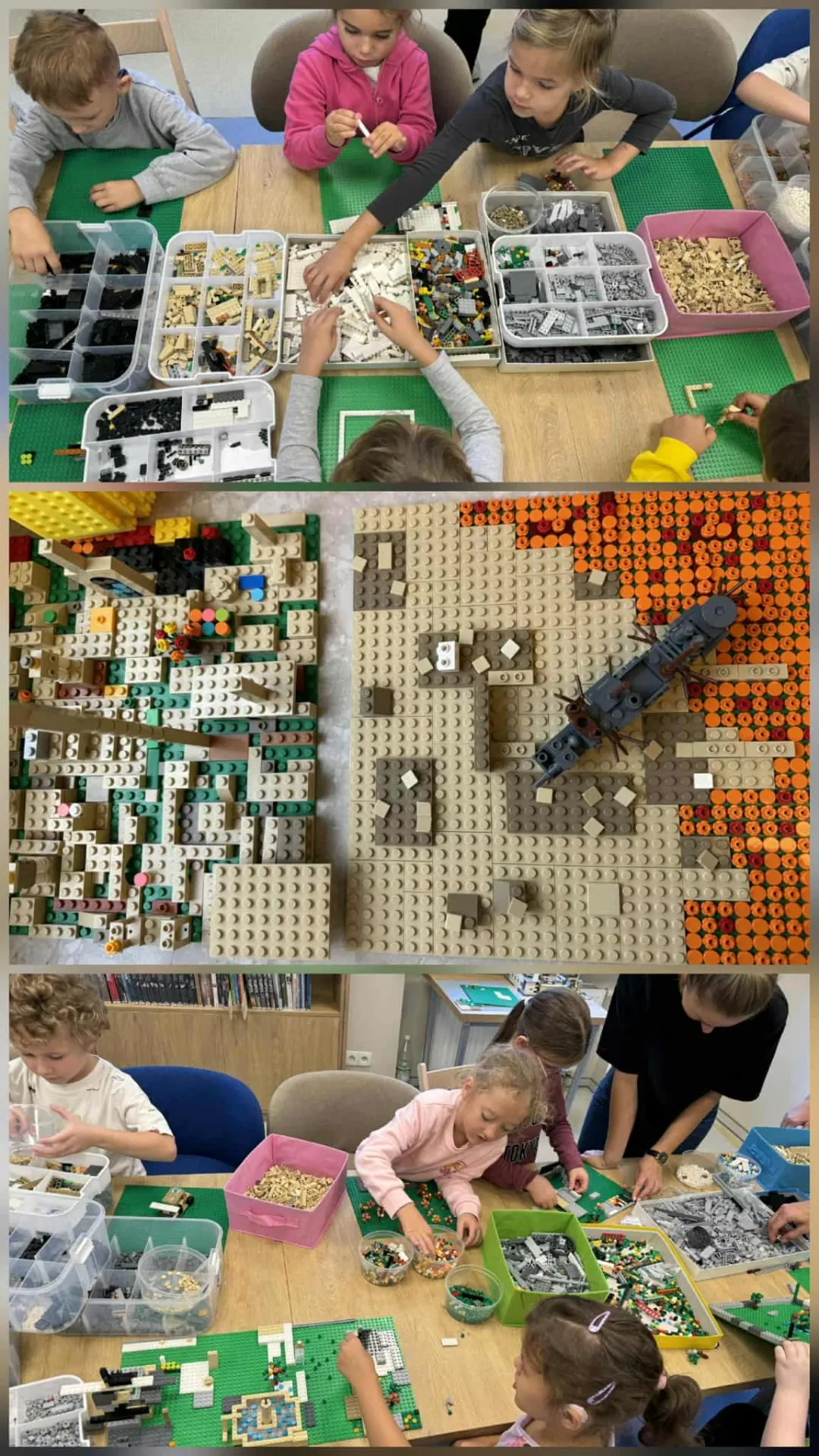 Przedszkolaki budujące z klocków lego