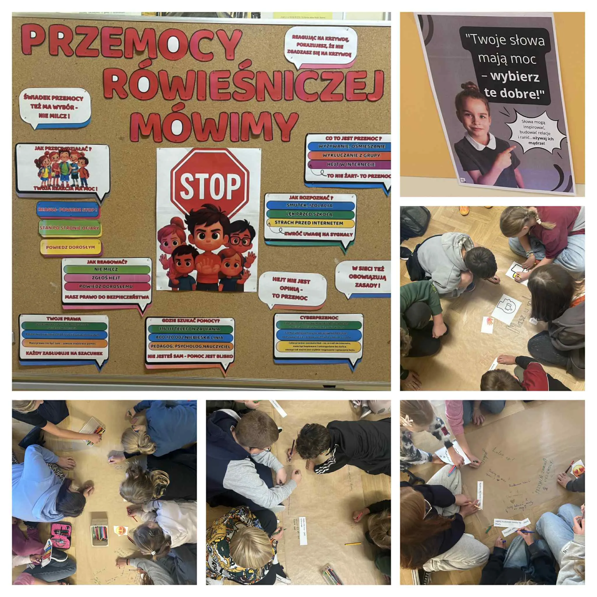 Uczniowie tworzący mapę pozytywnych myśli