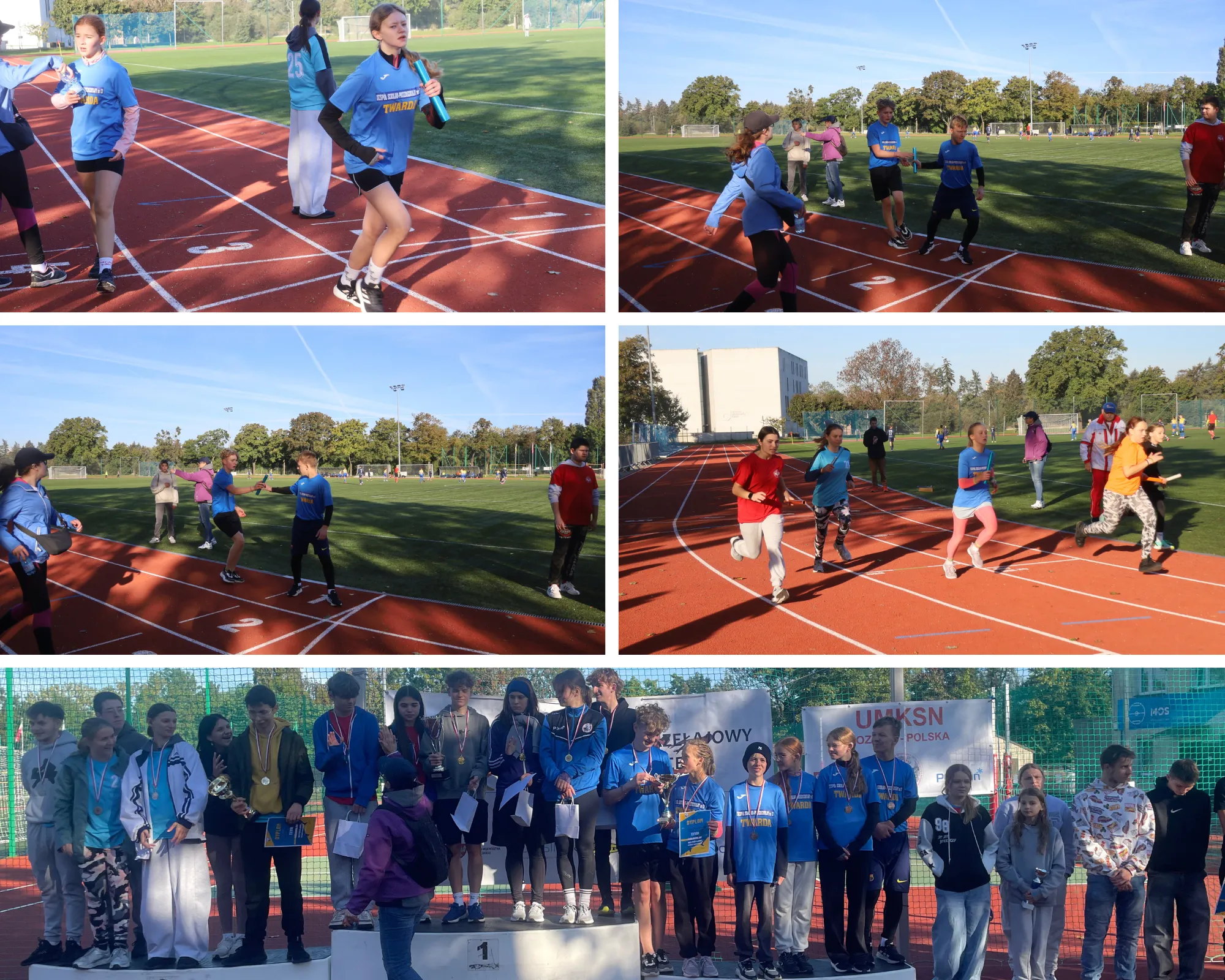 Kolaż zdjęć z biegów sztafetowych