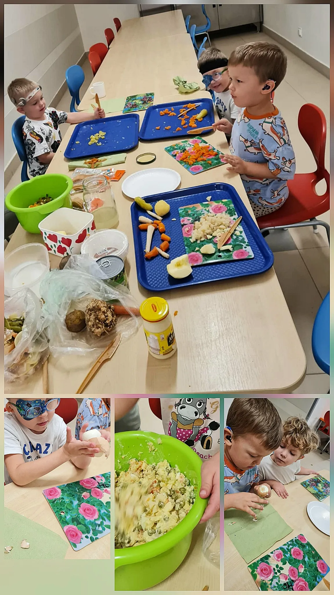 Przedszkolaki przygotowują posiłek