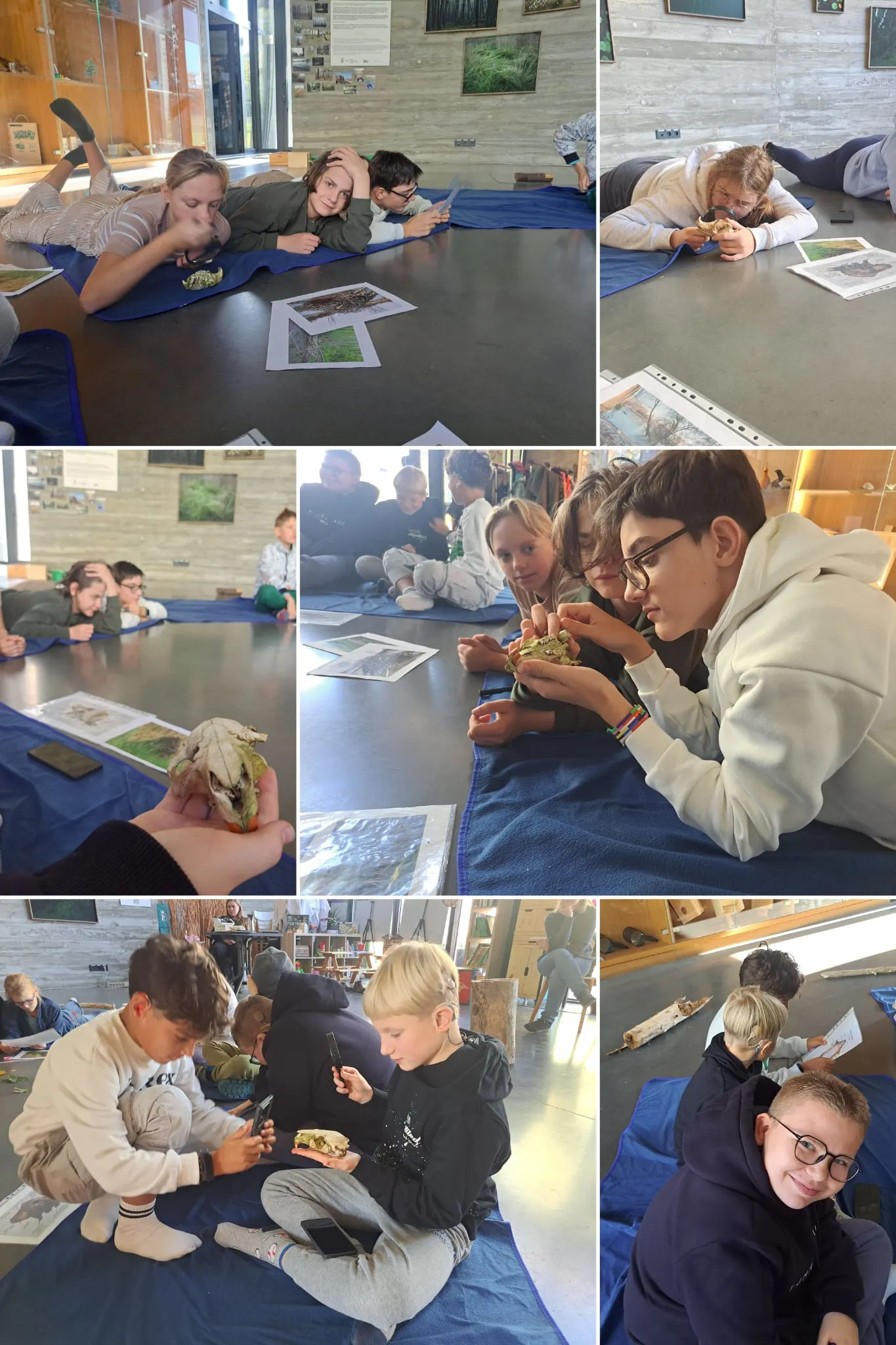 Kolaż zdjęć uczniów z warsztatów
