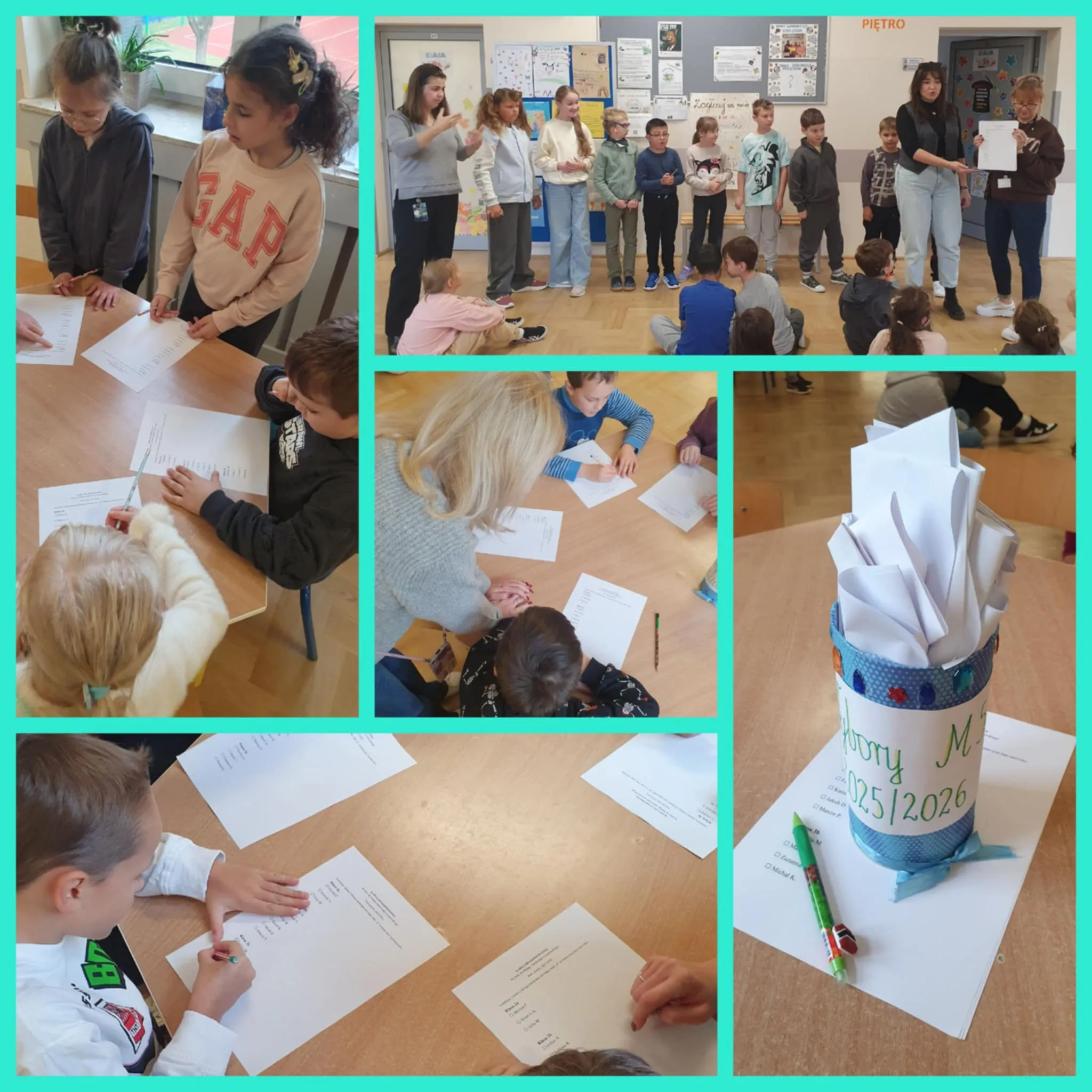 Uczniowie oddający głos podczas głosowania