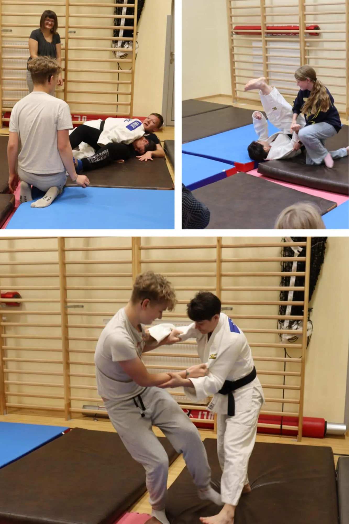 Kolaż zdjęć z zajęć judo