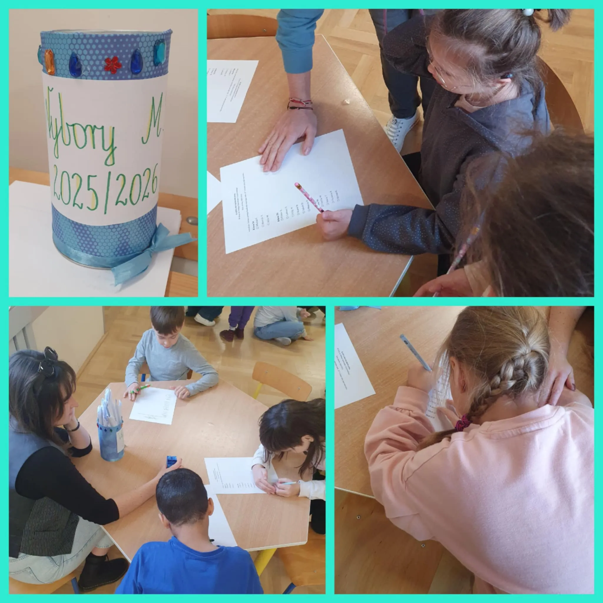 Uczniowie oddający głos podczas głosowania