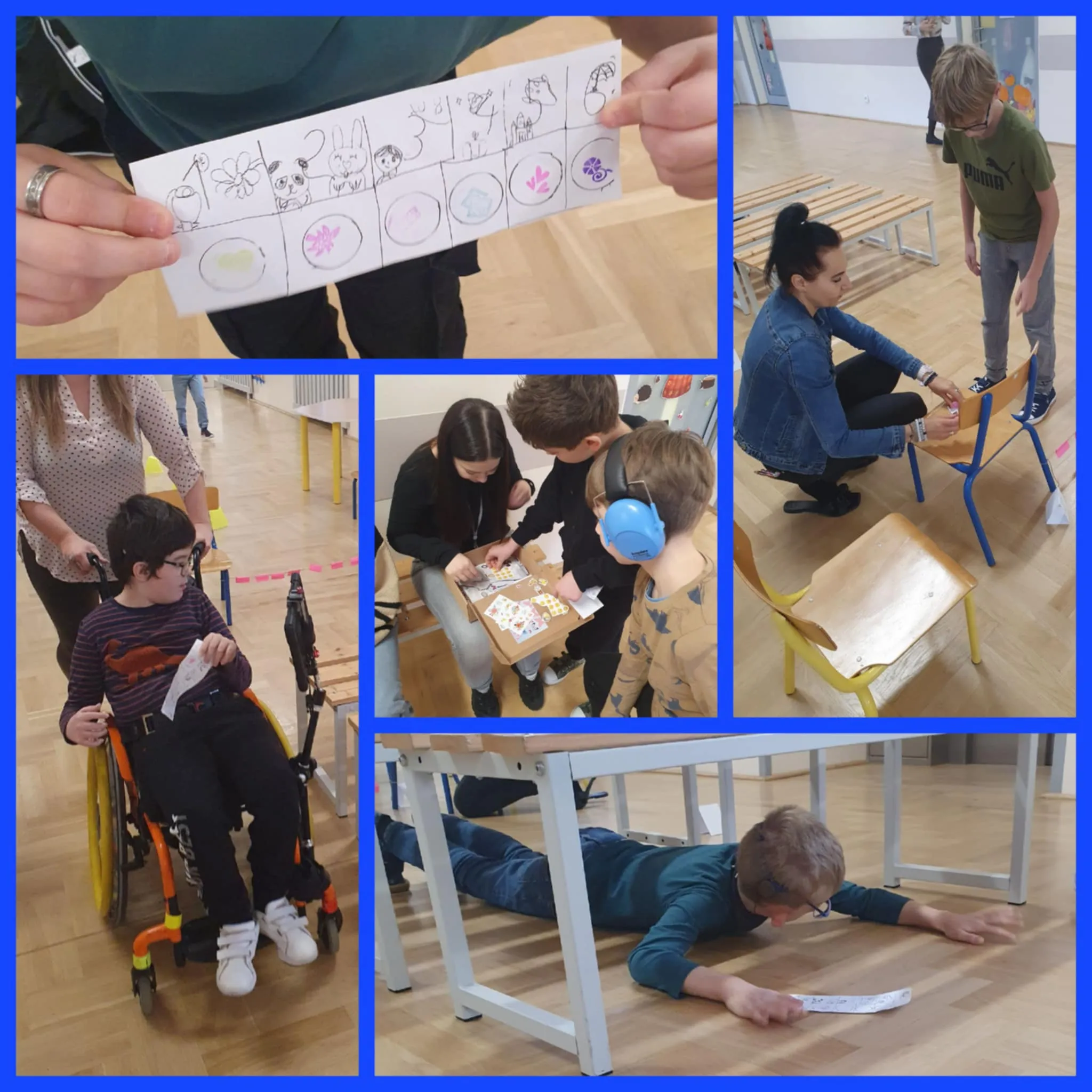 Kolaż zdjęć ze sportowej przerwy z klasą