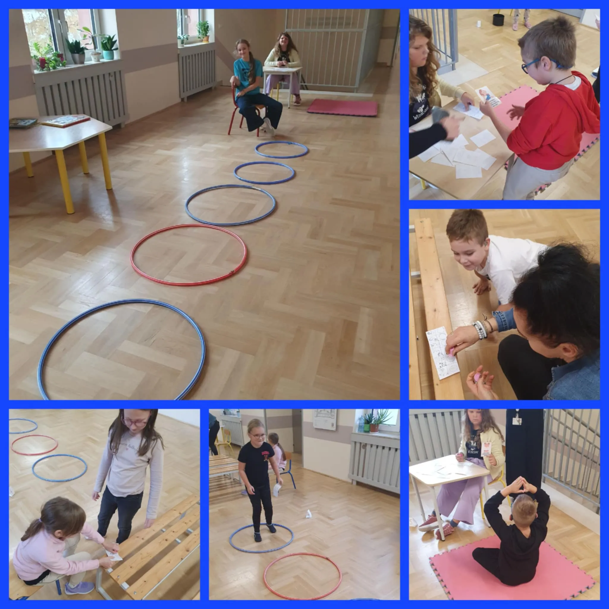 Kolaż zdjęć ze sportowej przerwy z klasą