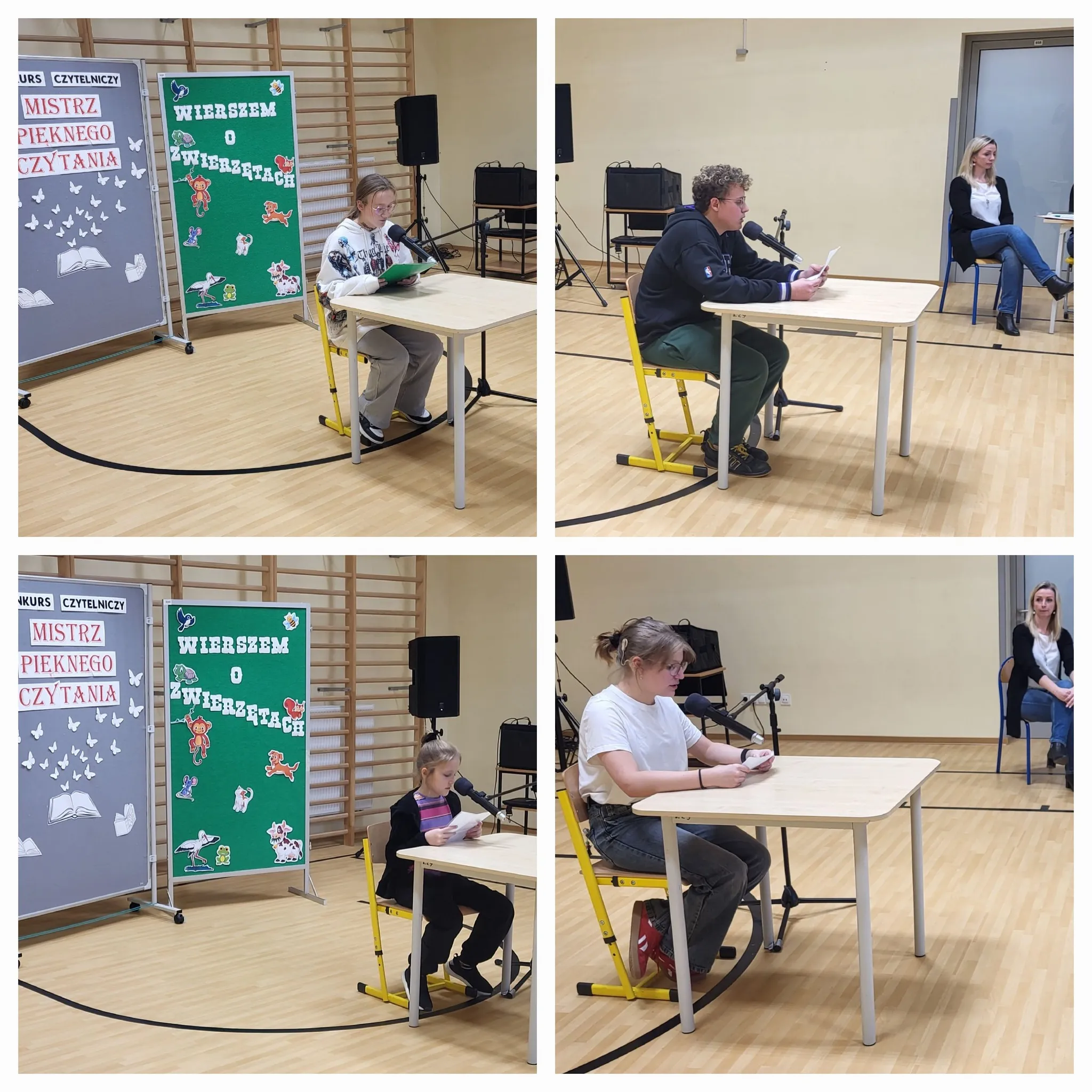 uczniowie występujący w konkursie - kolaż zdjęć