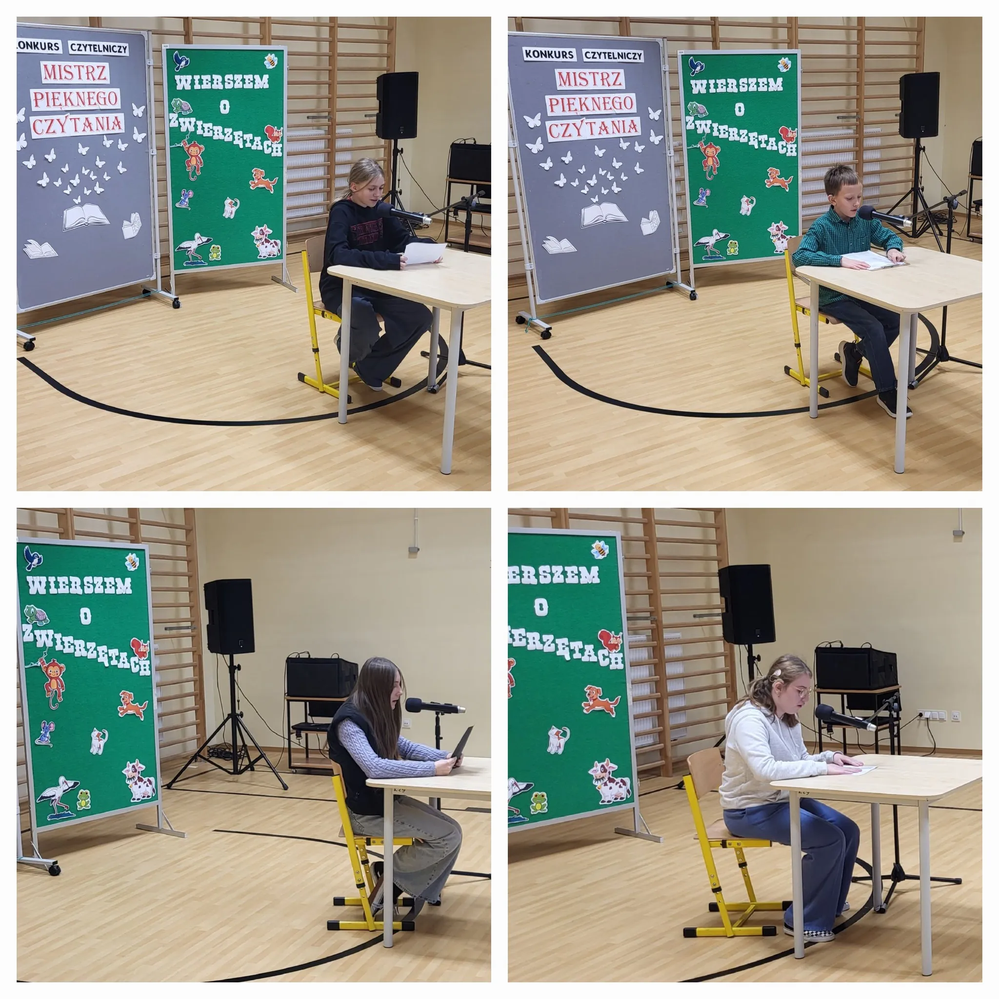 uczniowie występujący w konkursie - kolaż zdjęć