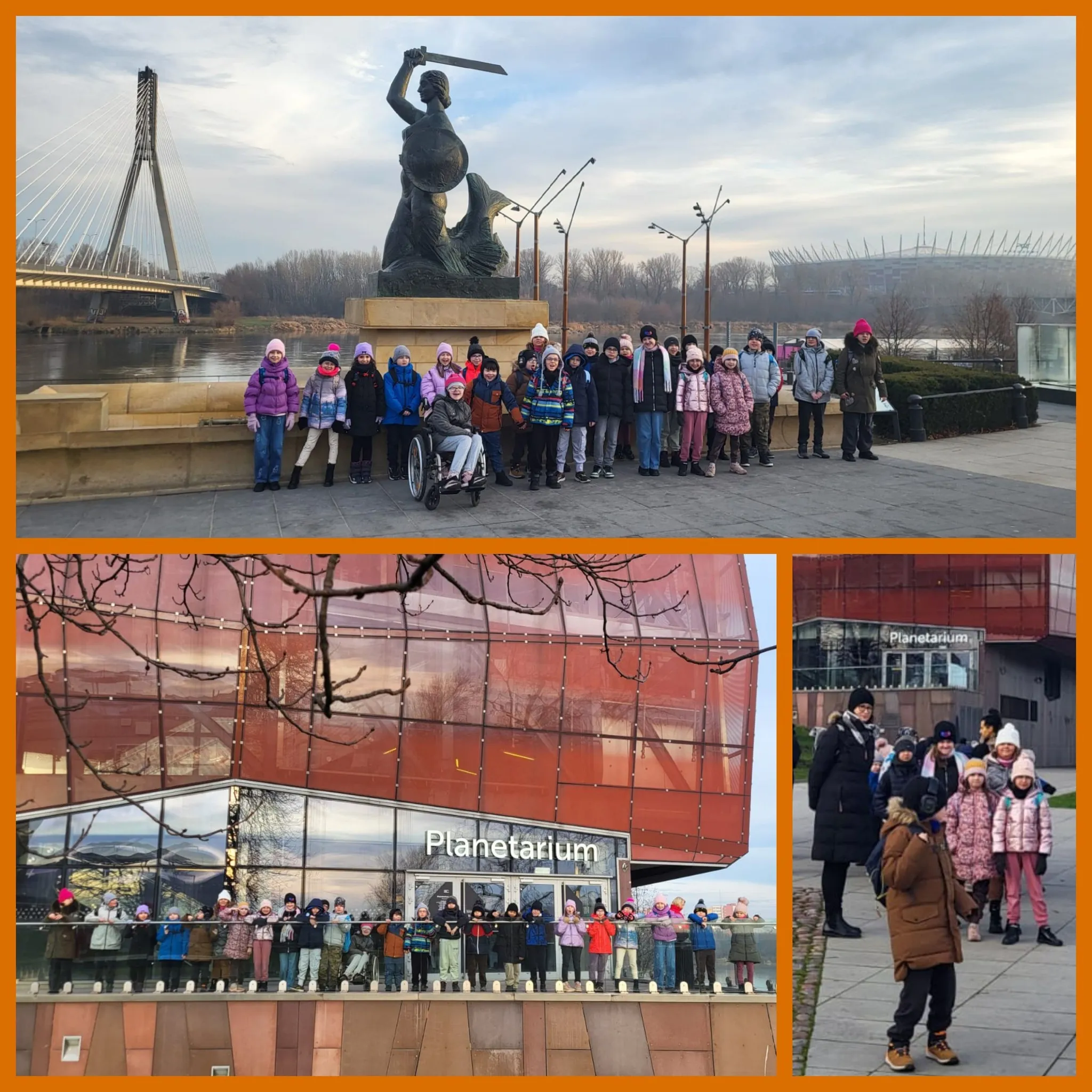 kolaż zdjęć w wyjścia klas 1-3 do Centrum Nauki Kopernik