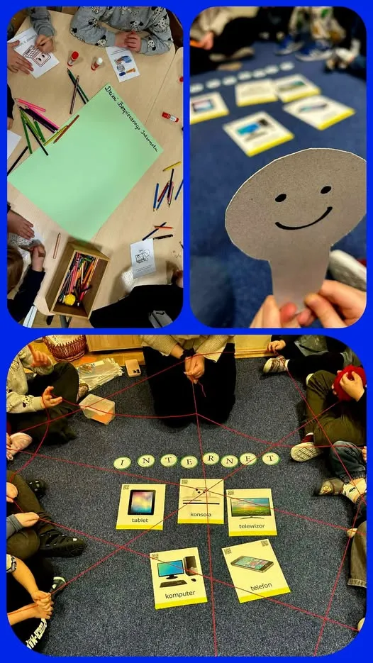 kolaż zdjęć z obchodów dnia bezpiecznego internetu w przedszkole