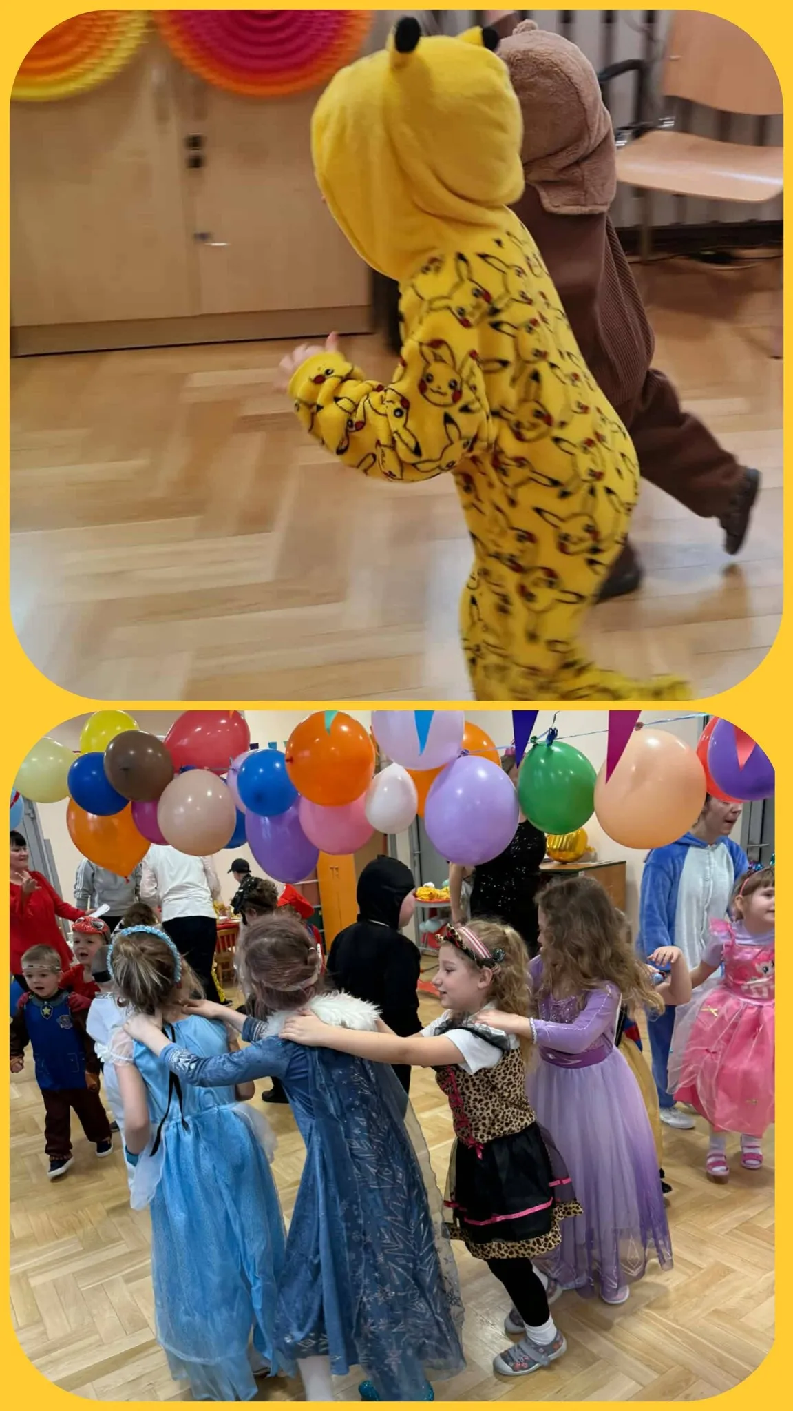 kolaż zdjęć z balu karnawałowego w przedszkole
