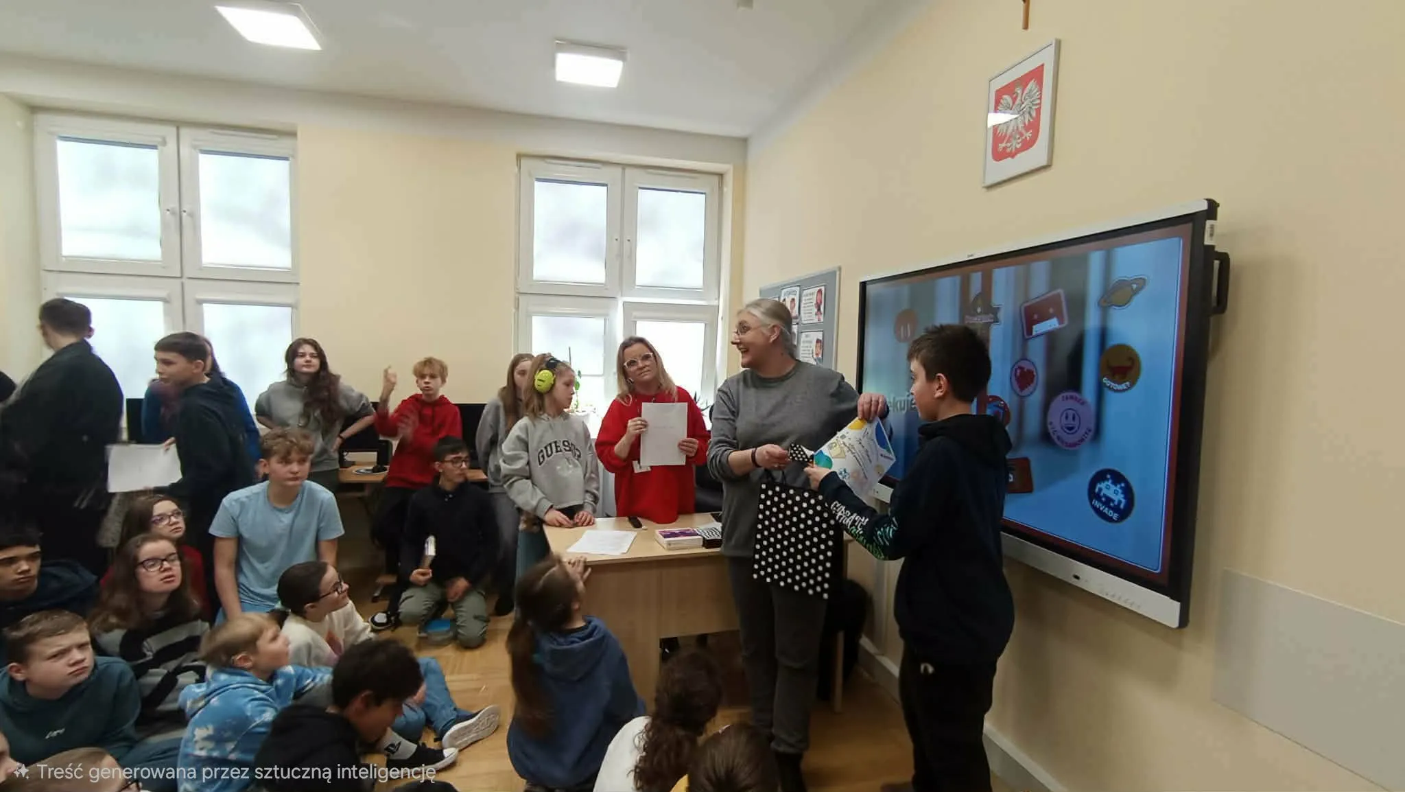 wręczenie nagród uczniom przez nauczycieli