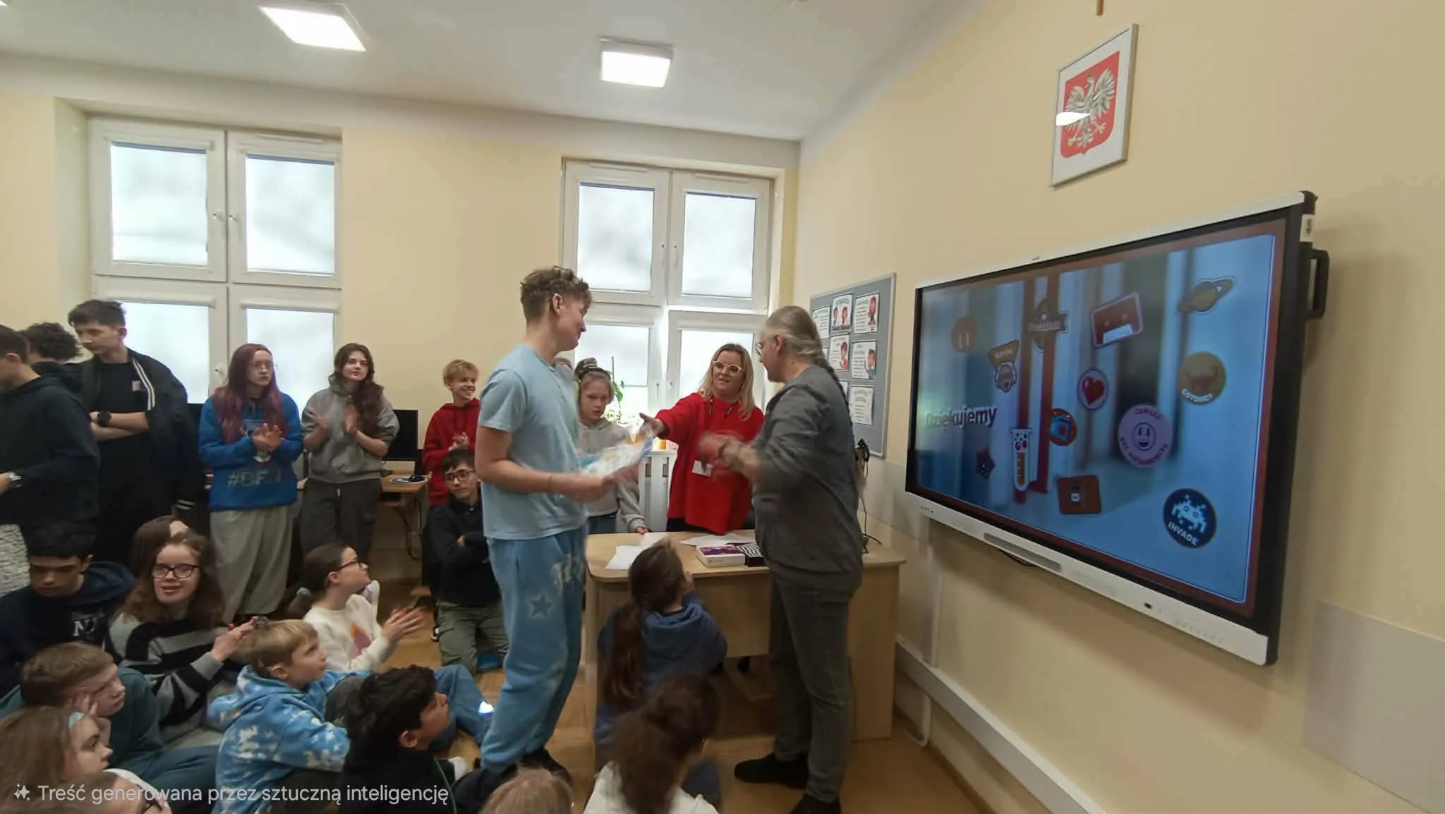 wręczenie nagród uczniom przez nauczycieli