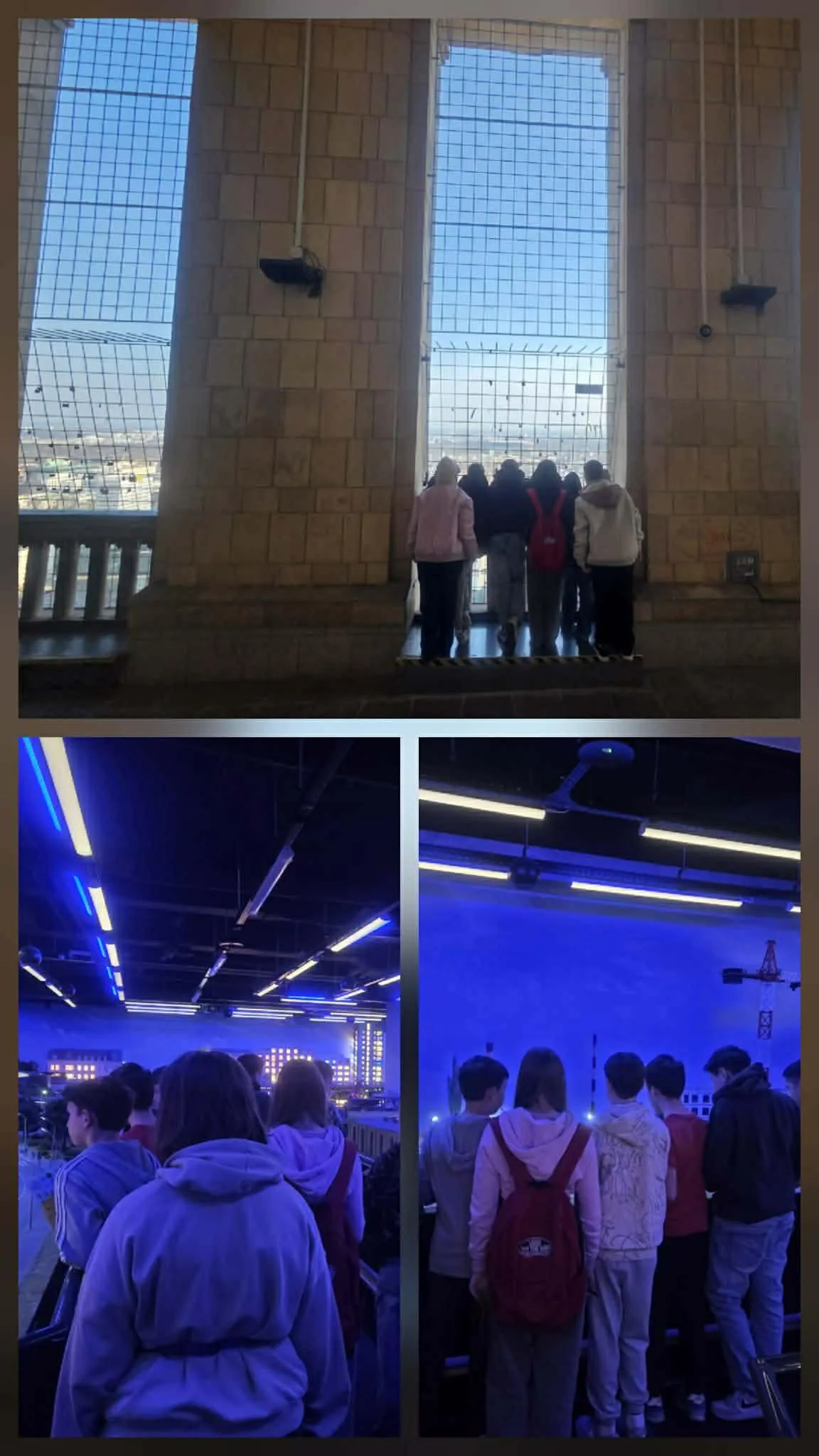 kolaż zdjęć z wizyty klasy w pałacu kultury