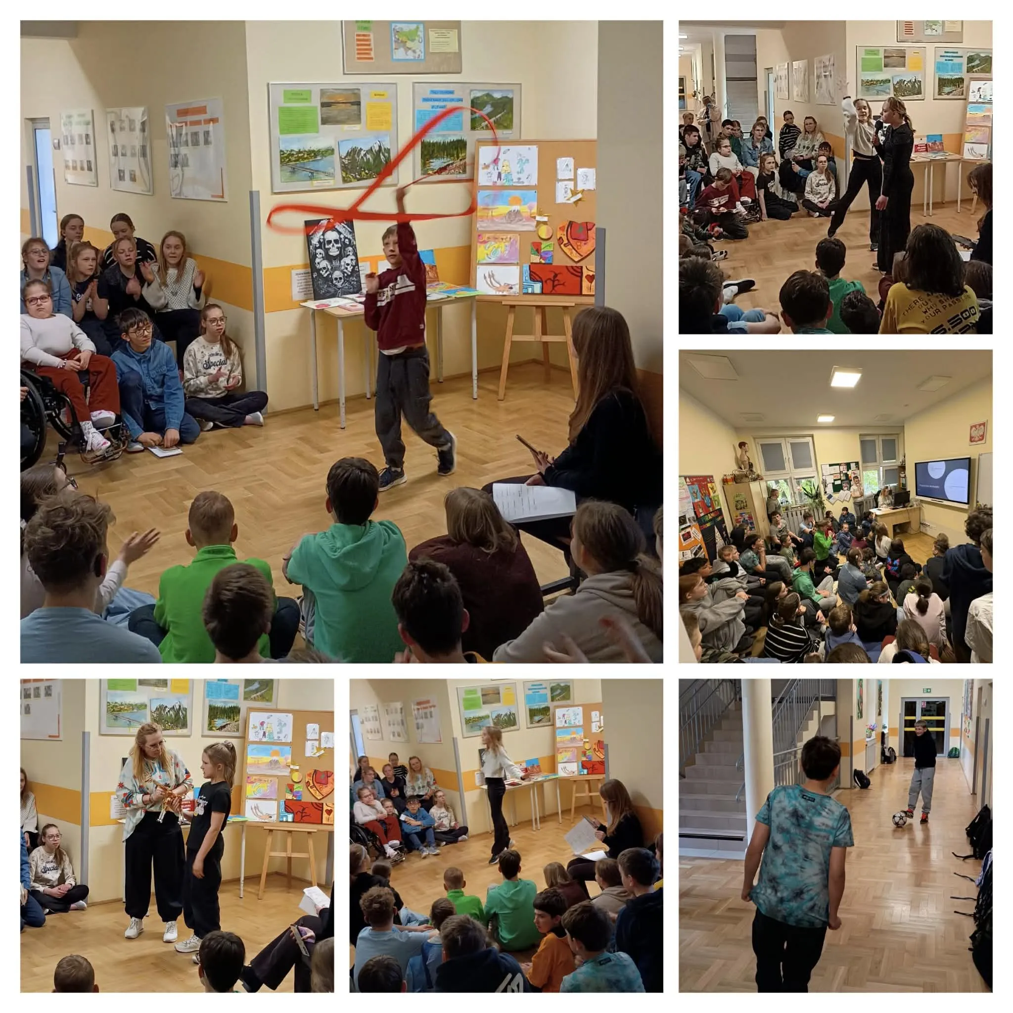 kolaż zdjęć z pokazu talentów w klasach 4-8