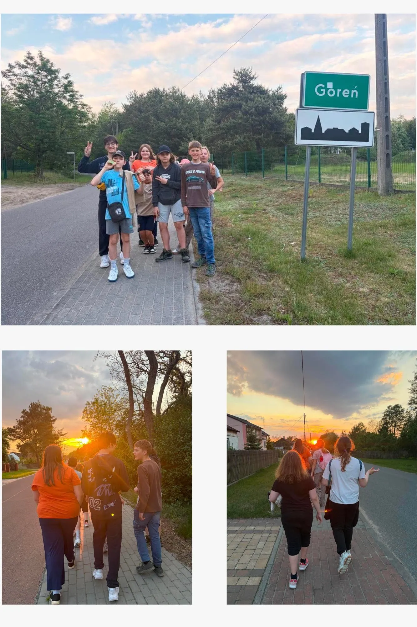 kolaż zdjęć ze spaceru uczniów po najbliższej okolicy