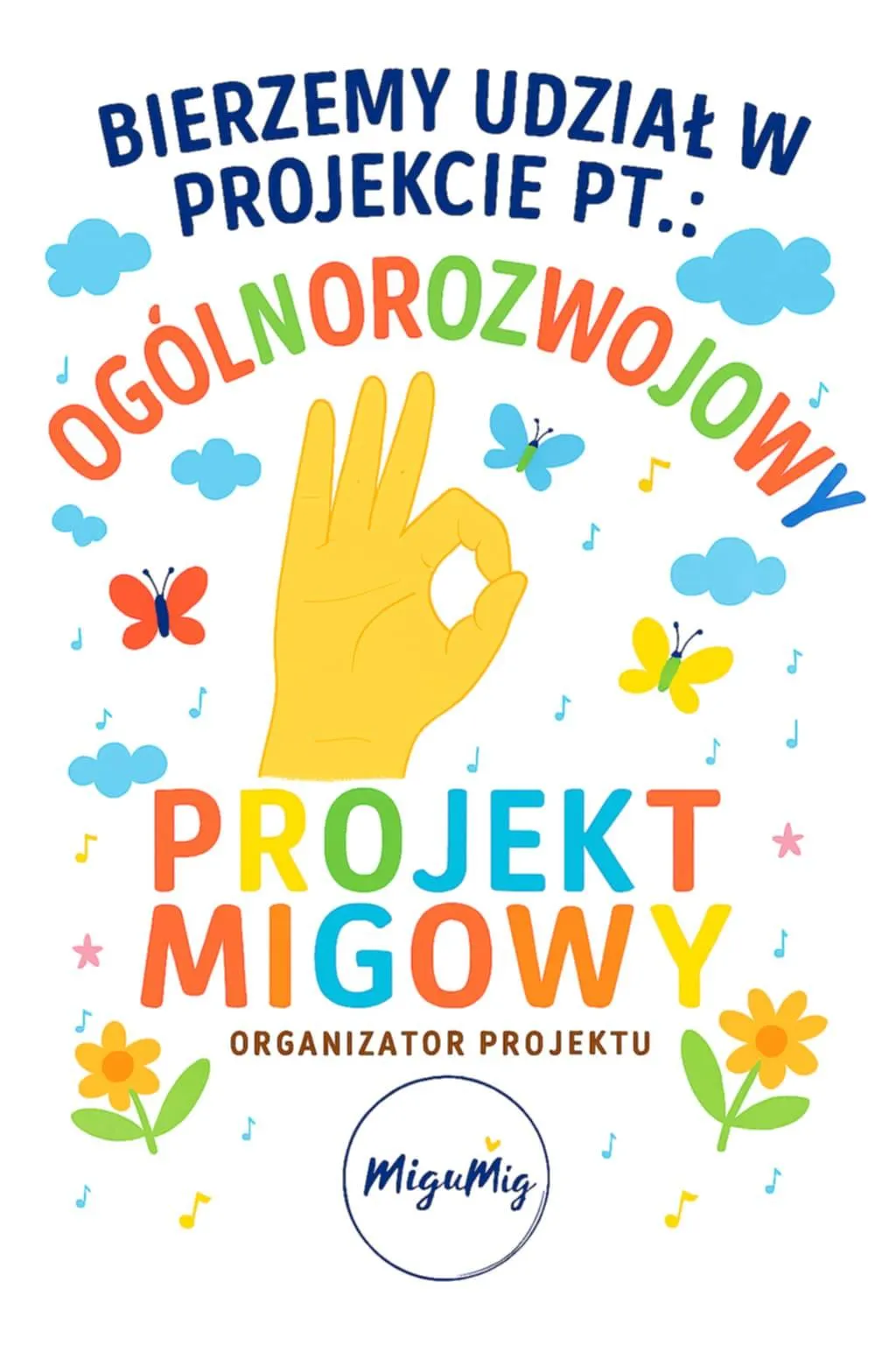 Plakat MiguMig – zabawy z językiem migowym.